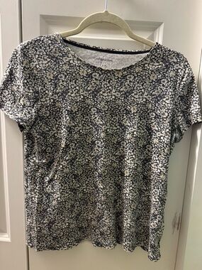 Croft & Barrow Navy White Printed Short-Sleeve Tee